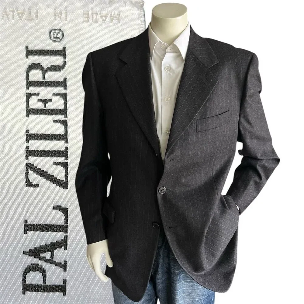 PAL ZILERI Guabello Men 42-44R Blazer Designer Wool Pinstripe Suit Jacket Italy